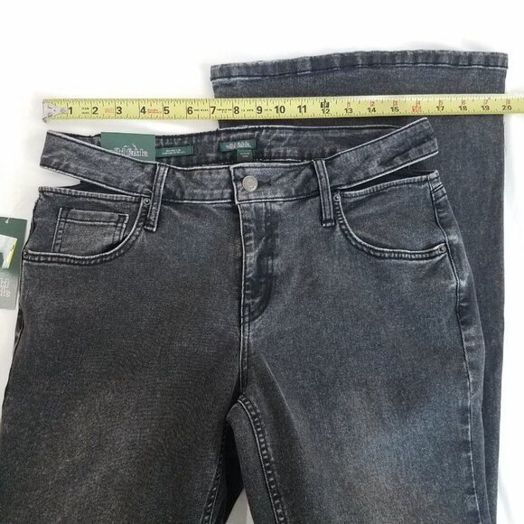 Cut Out High Rise Flare Jeans Washed Black SIZE 12 Stretch Wild Fable 32" Inseam - Picture 6 of 13